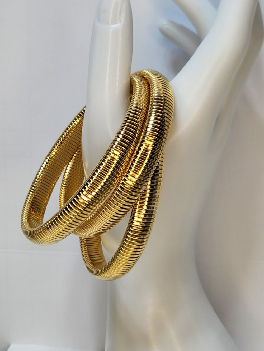 Flex Snake Chain Bracelet- Set of 3 (12mm wide)- Gold - Picture 2 of 6